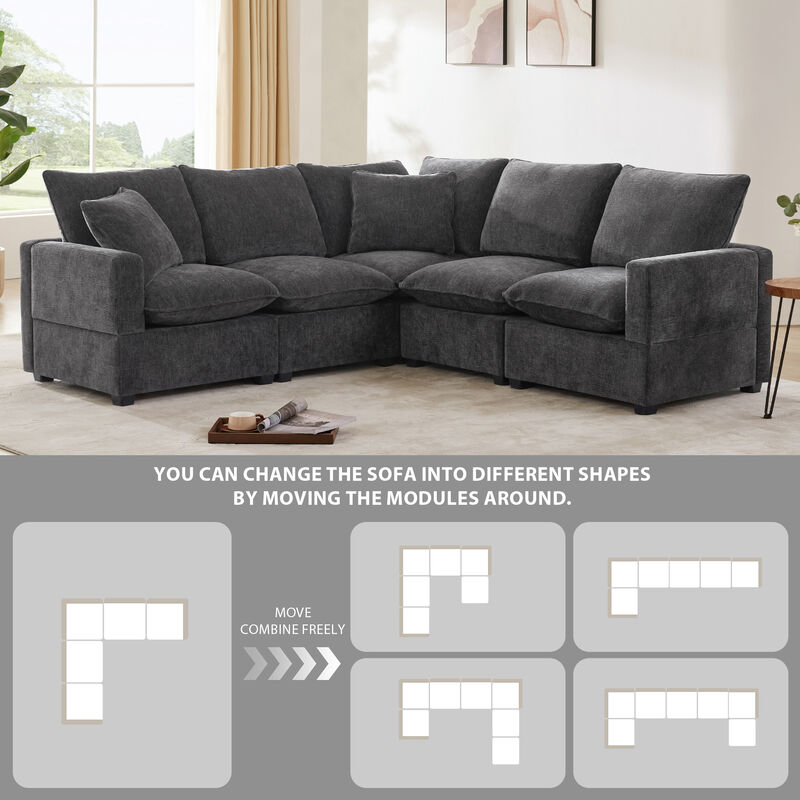 Merax Modern U Shape Modular Sofa with 2 Pillows