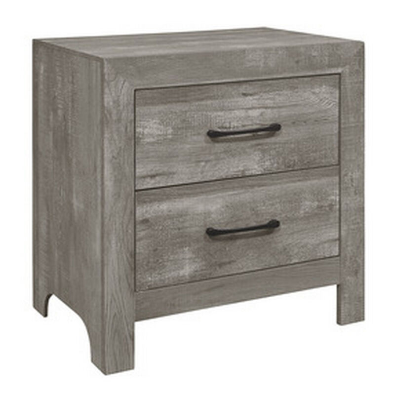 Eb Three Piece Full Size Bedroom Set, Farmhouse Style, Gray, Black - Benzara