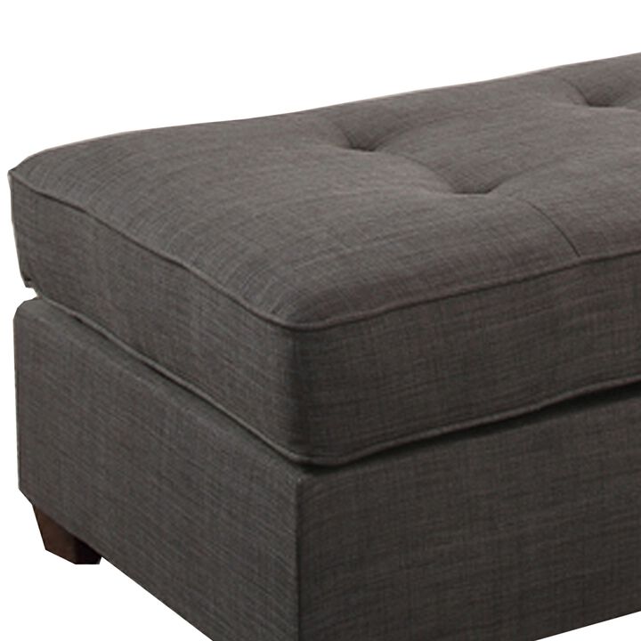 Cocktail Ottoman In Dark Gray Dorris Fabric-Benzara