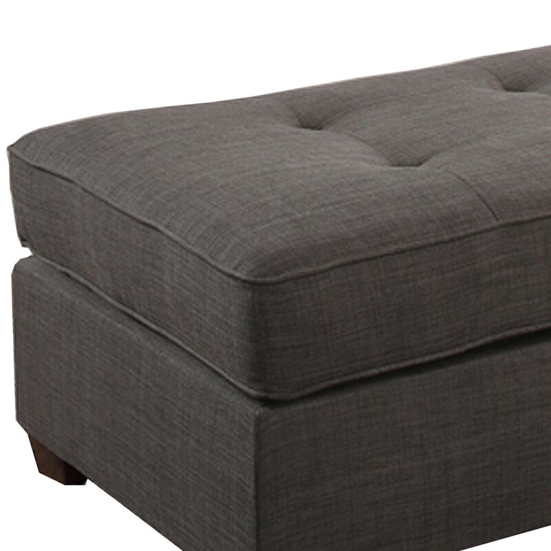Cocktail Ottoman In Dark Gray Dorris Fabric-Benzara
