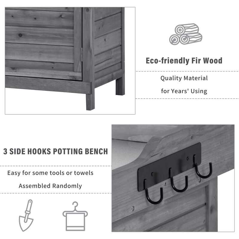 Rustic Outdoor Potting Bench with Storage