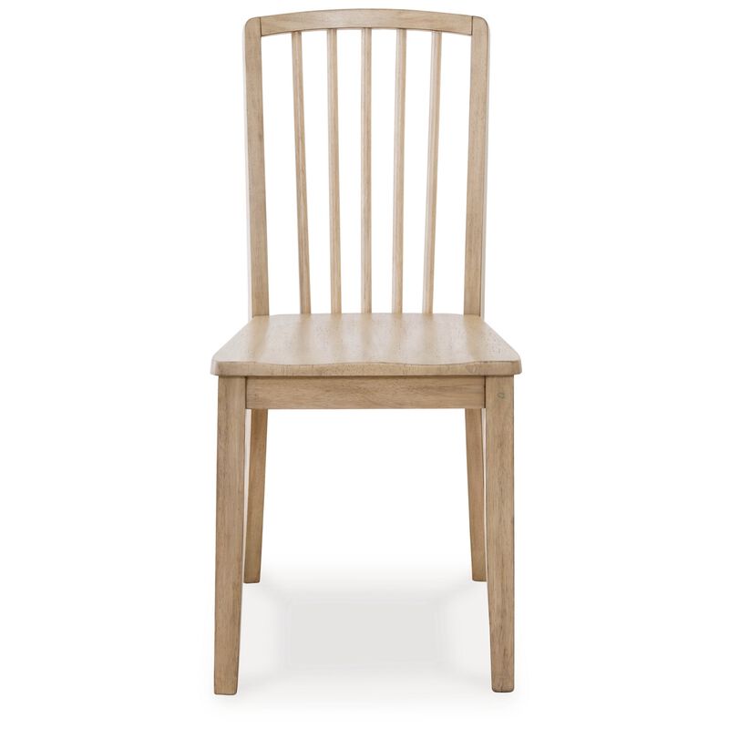 Glim Dining Side Chair Set of 2, Brown Hardwood Seat w Slatted Back - Benzara