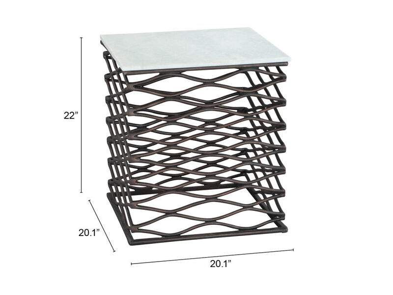 Duke Side Table White & Antique Bronze