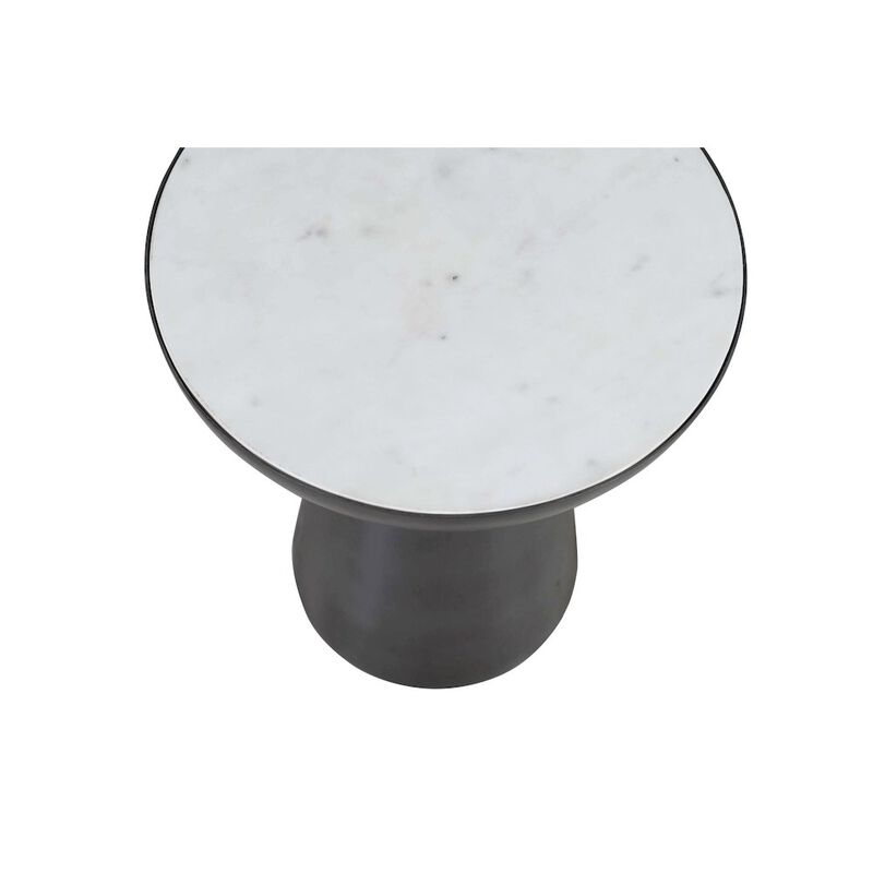 Circularity Modern Luxury Marble and Iron 15" Round Chairside Pedestal End Table