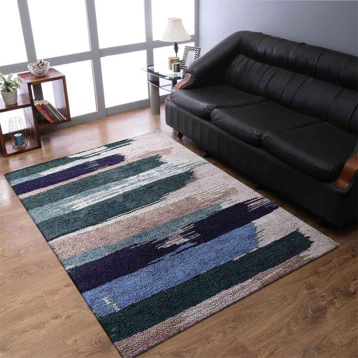 Rugsotic Carpets Hand Knotted Silk 5'x8' Area Rug Abstract Multicolor NS1215