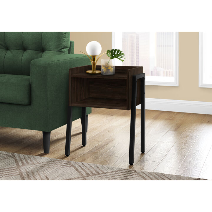 Monarch Specialties I 3593 Accent Table, Side, End, Nightstand, Lamp, Living Room, Bedroom, Metal, Laminate, Brown, Black, Contemporary, Modern