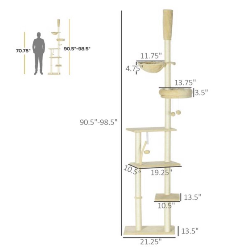 Cat Tree Climbing Tower with Scratching Poles and Cozy Perches for Active Cats