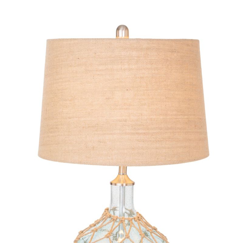 Lux Lighting Cast 28 Bubble Glass Coastal Table Lamp Rope / Burlap, (Set of 2)