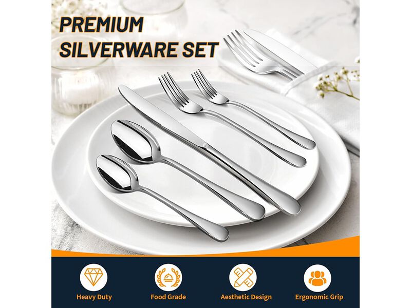 Nice Kitchen Silverware Set, 40 Piece Stainless Steel Cutlery Sets for 8
