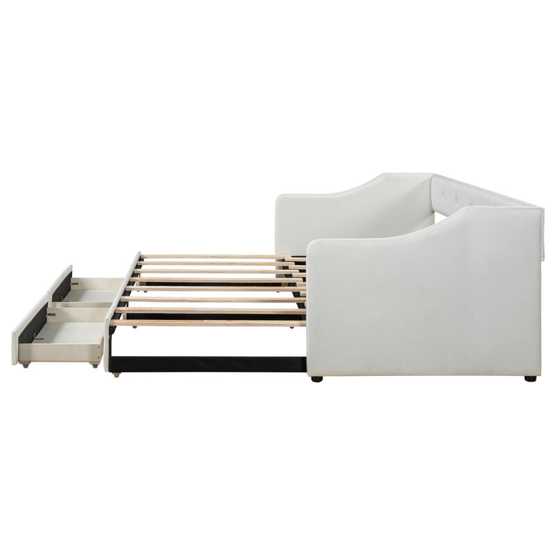 Merax Upholstered Daybed Bed with 2 Drawers