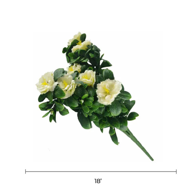Faux White Rose Bunch UV Resistant 18