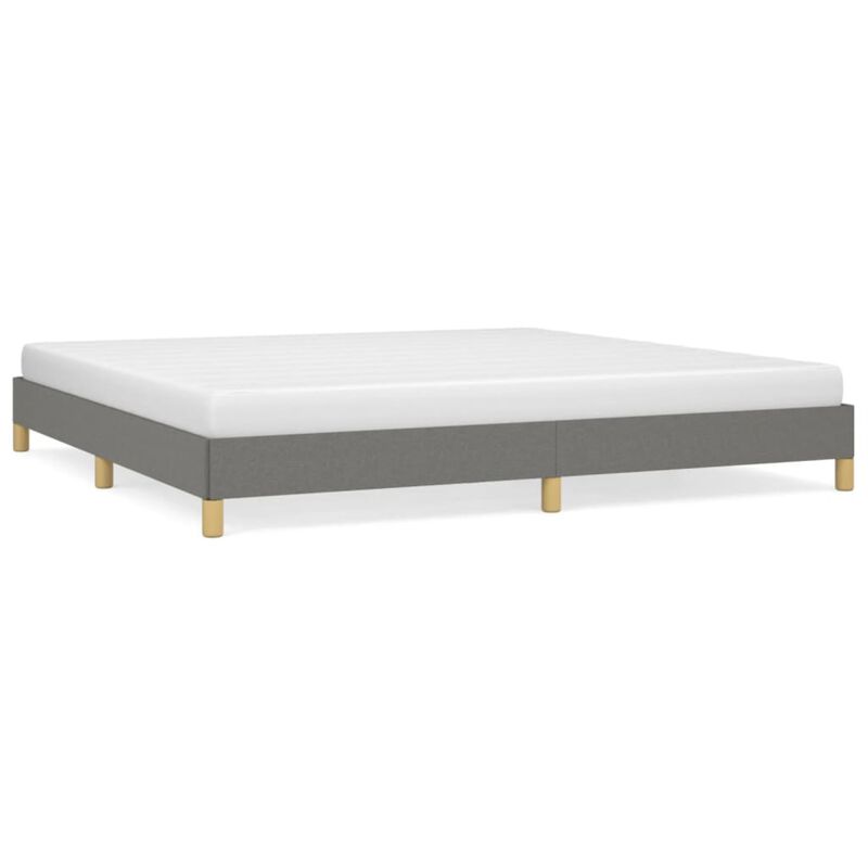 vidaXL Contemporary King Bed Frame, Dark Gray Fabric, Modern Design, Engineered Wood, Plywood, Mattress Size 76"x79.9", Lightweight - 58.64 Pounds