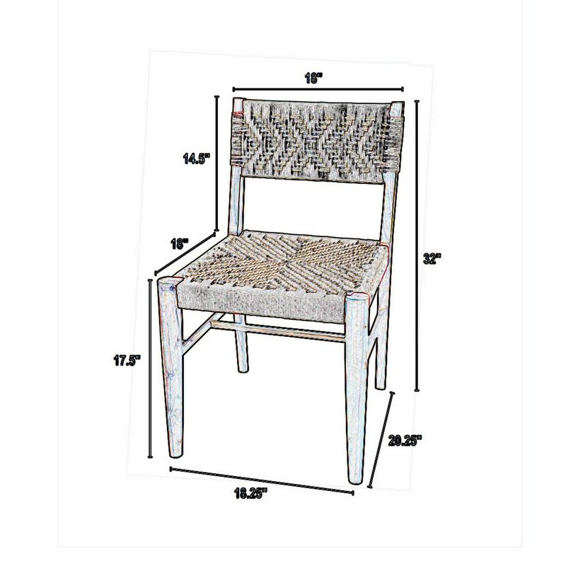 Cero 21 Inch Dining Chair, Woven Cotton Seat and Back, Brown, Gray - Benzara