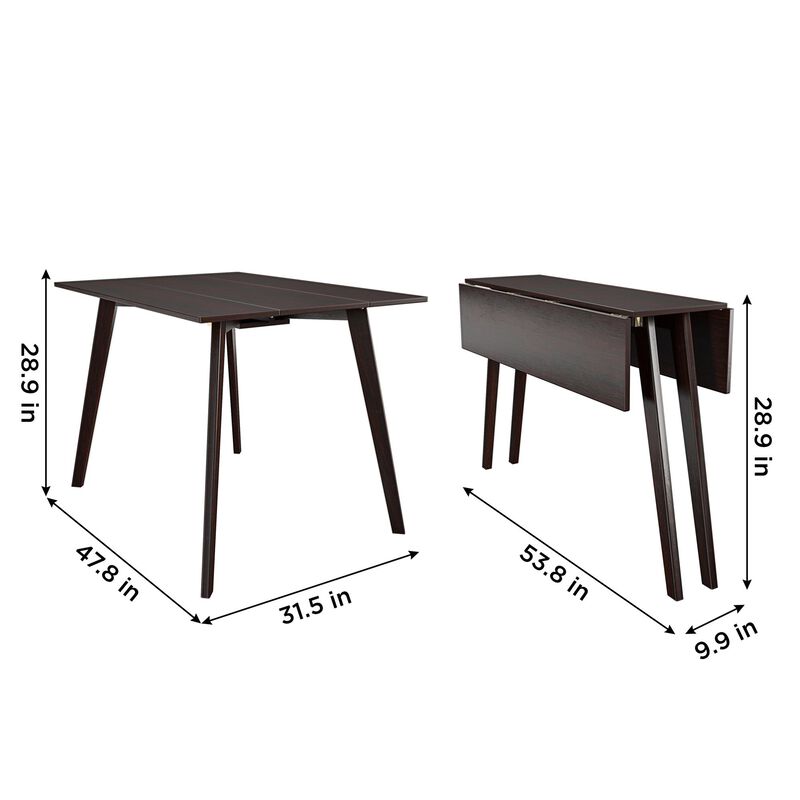 COSCO 30" x 48" Wooden Drop Leaf Multi-Purpose Table, Dark Mahogany