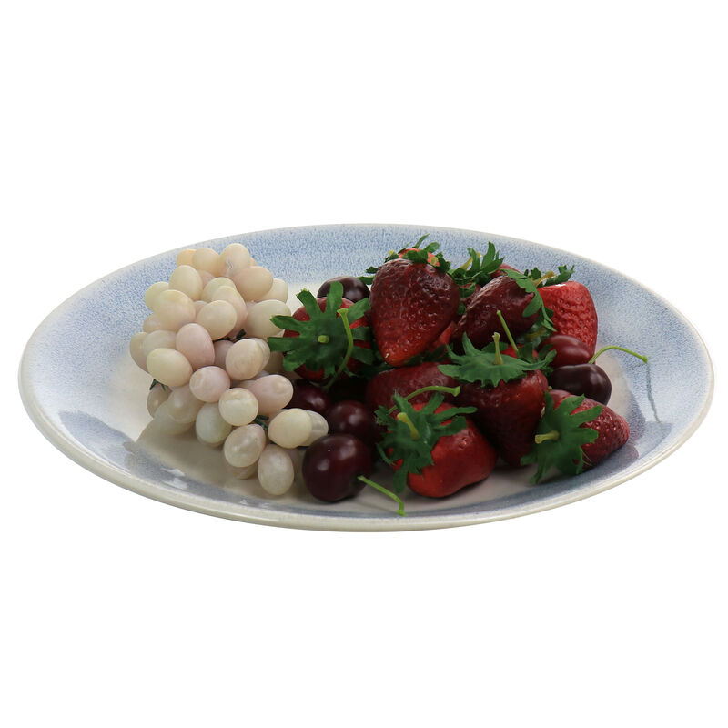 Martha Stewart 11 Inch Stoneware Dinner Plate with Blue Rim