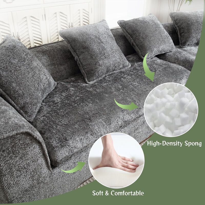 Merax 3-Seater Boucle Sofa with 5 Pillows
