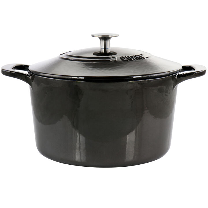 Martha Stewart 7 Quart Enameled Cast Iron Dutch Oven with Lid in Gunmetal Gray
