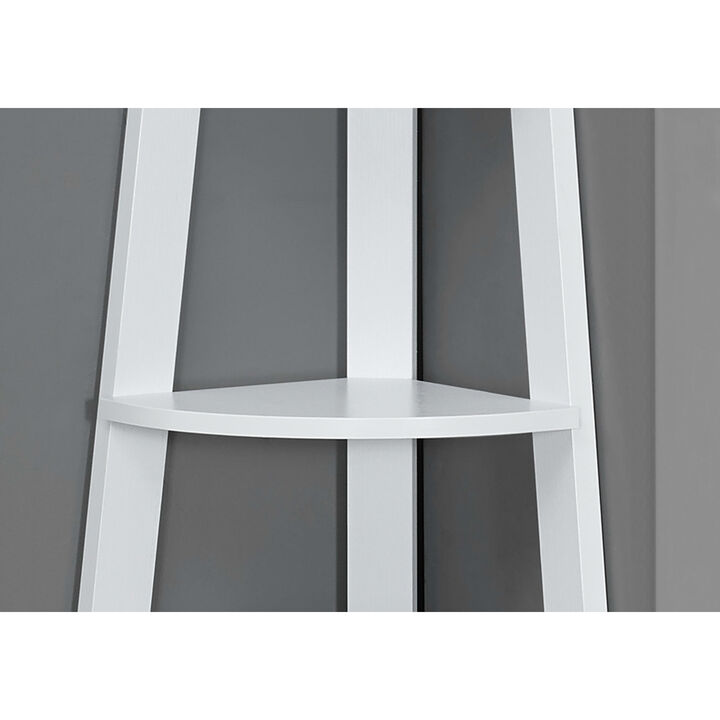 Monarch Specialties I 2496 Bookshelf, Bookcase, Etagere, Corner, 5 Tier, 72"H, Office, Bedroom, Laminate, White, Contemporary, Modern