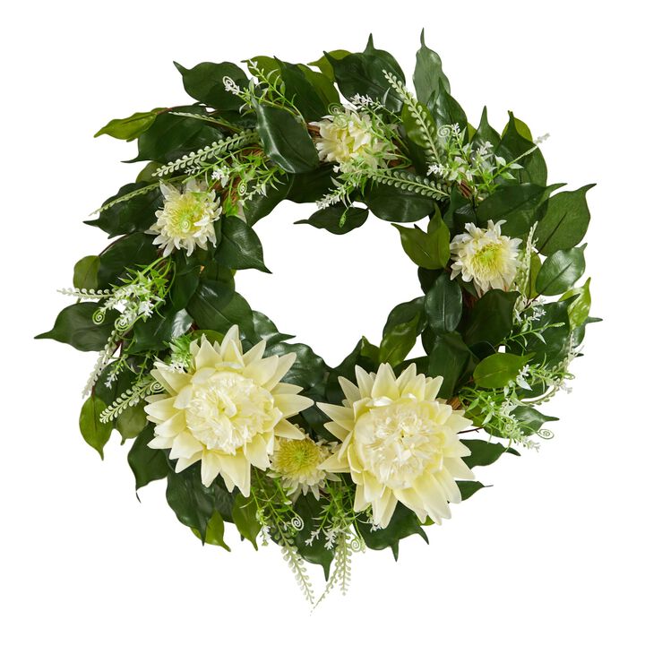 Nearly Natural 20-in Protea Artificial Wreath