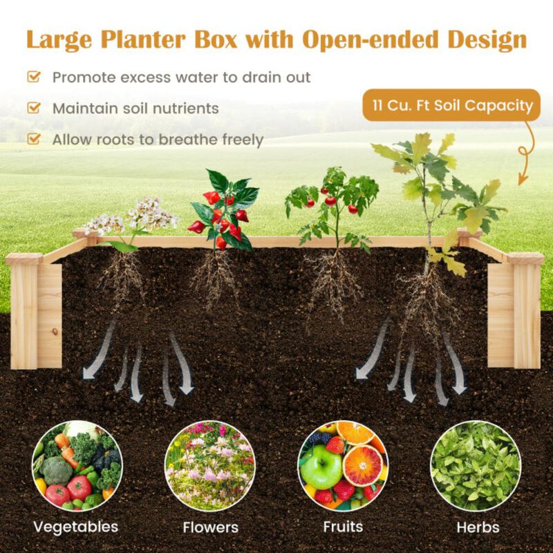 Hivvago 49 x 49 x 10 Inch Raised Garden Bed with Compost Bin and Open-ended Bottom