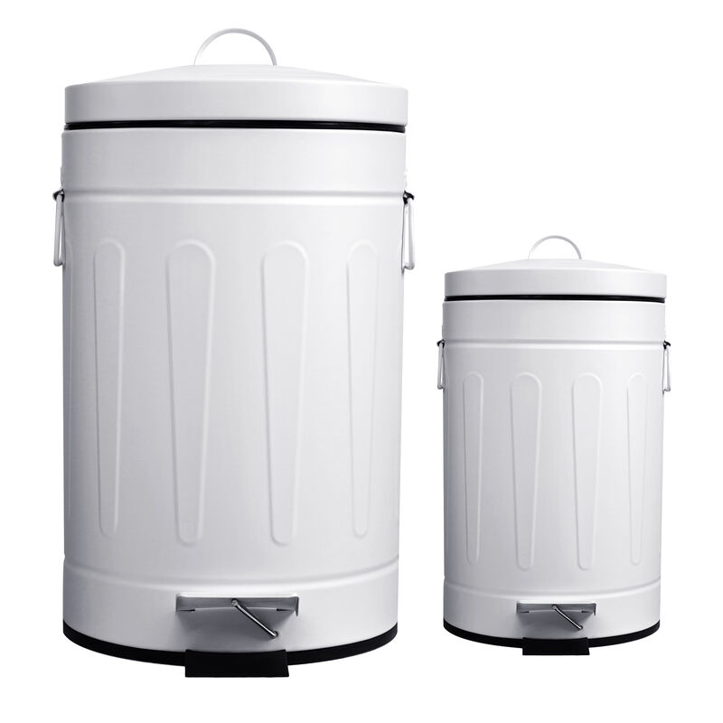 3+12 Liter New York Style Round Trash Can Combo White