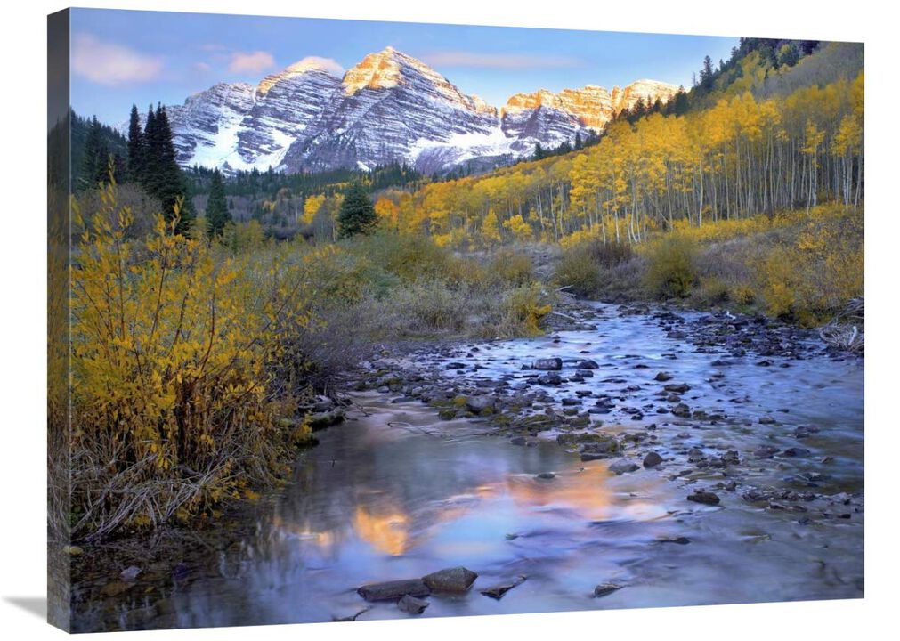 Maroon Bells and Maroon Creek in autumn, Colorado-Canvas Art-32x24
