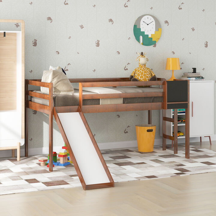 Merax Loft Bed Wood Bed with Slide