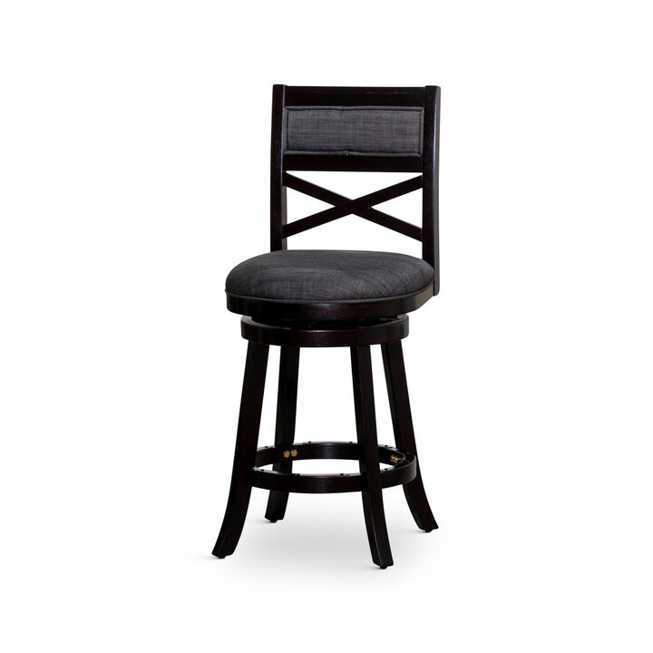 24 Counter Height X-Back Swivel Stool, Fabric Seat