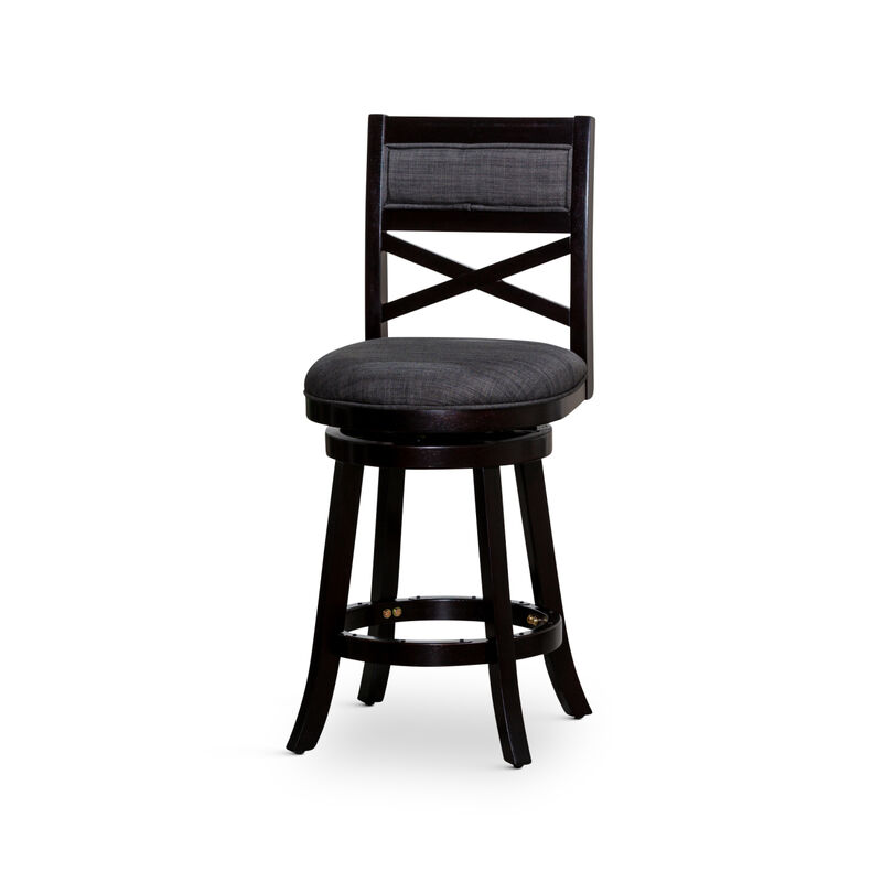 24 Counter Height X-Back Swivel Stool, Fabric Seat
