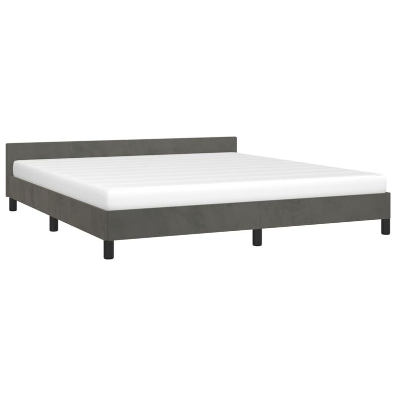 vidaXL Bed Frame with Headboard Dark Gray 76"x79.9" King Velvet