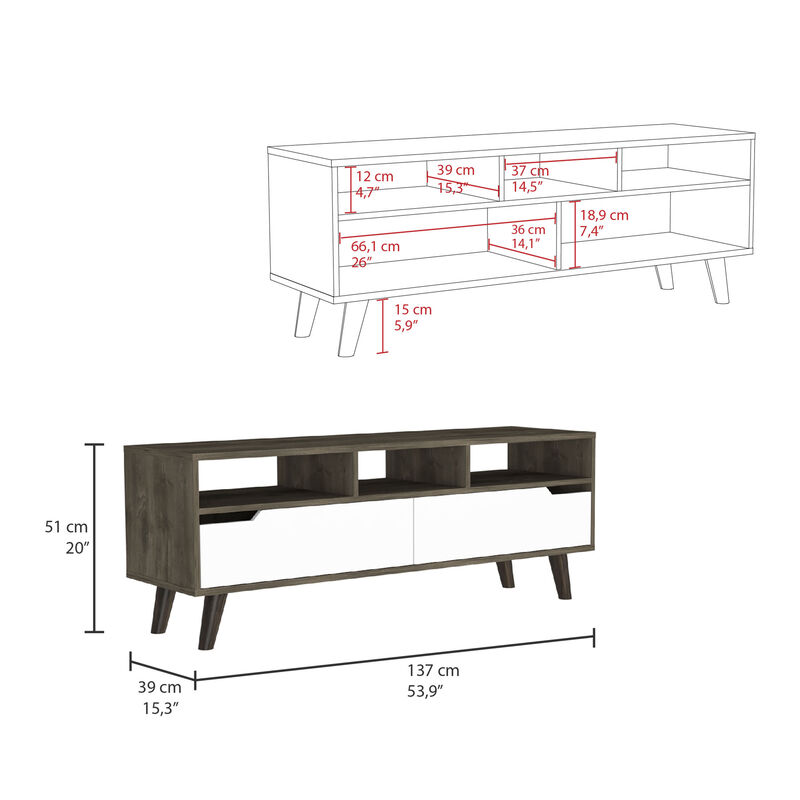 Tv Stand 2.0 For Tv´S Up 52" Bull, Living Room, Dark Brown / White