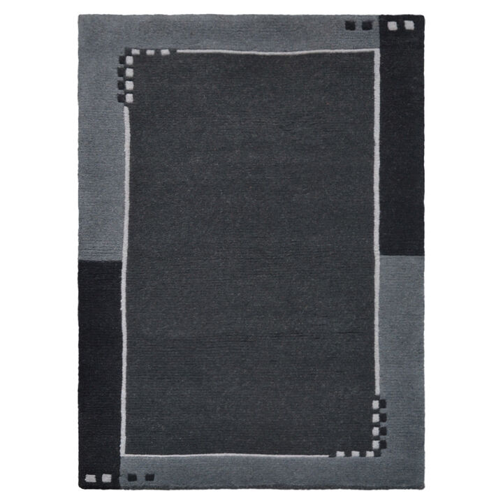 Rugsotic Carpets Hand Knotted Tibbati Wool 5'7''x7'10'' Area Rug Contemporary Charcoal T00205