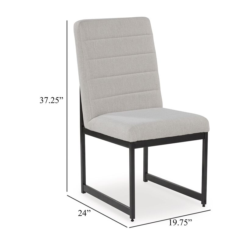 Myka Dining Side Chair Set of 2, Modern Sled Legs, Gray Polyester - Benzara