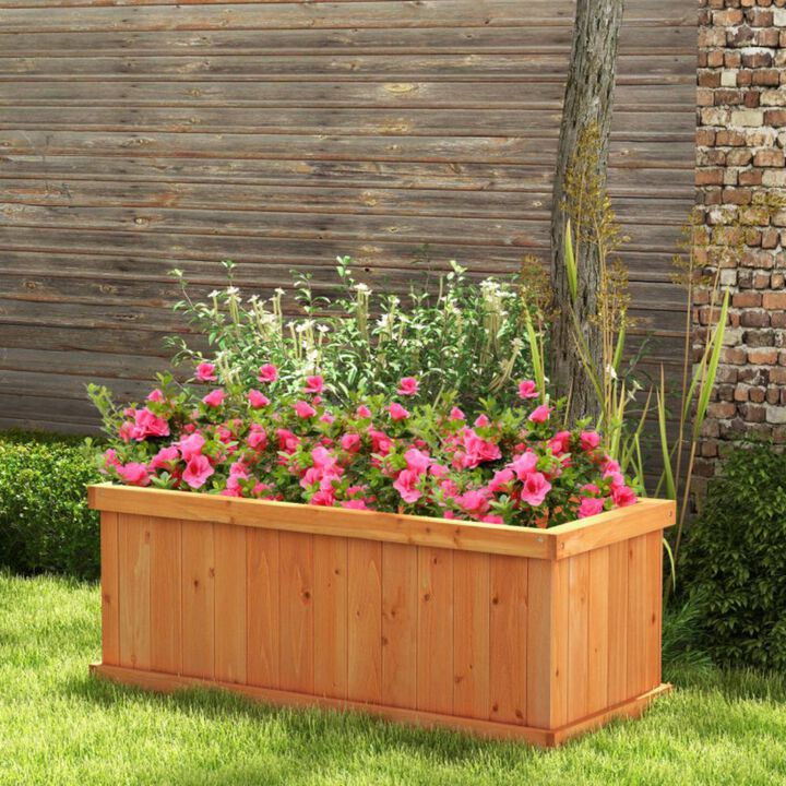 Hivvago Raised Garden Bed Wooden Planter Box with 4 Drainage Holes and Detachable Bottom Panels