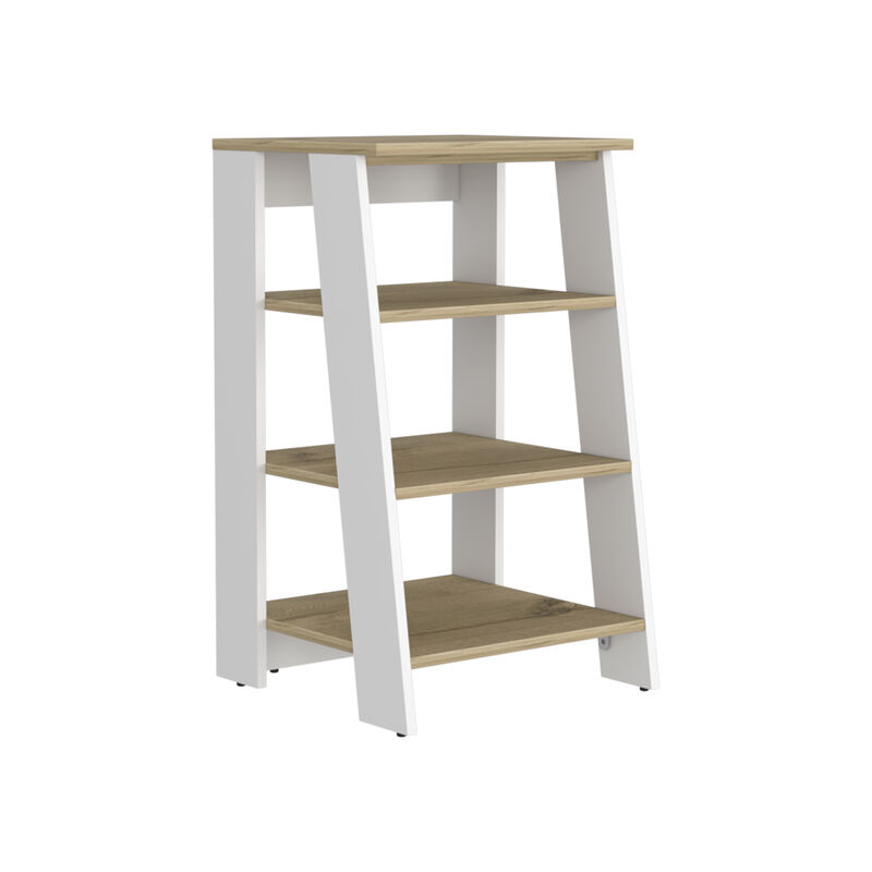 DEPOT E-SHOP Colyn Linen Cabinet, Four Shelves, Vertical, Light Oak / White