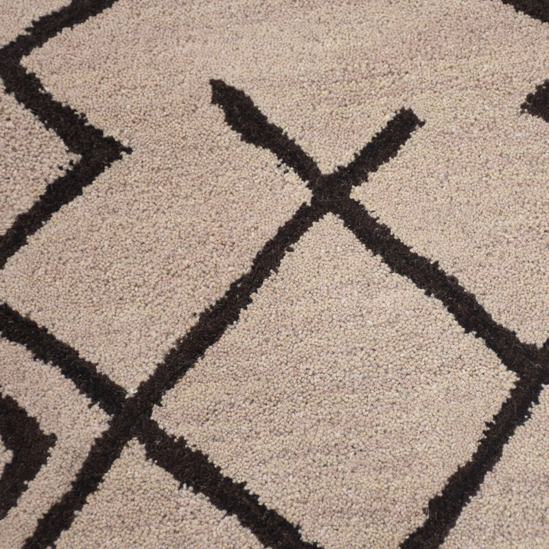 RUGSOTIC CARPETS HAND TUFTED WOOL ECO-FRIENDLY AREA RUGS  - 5'x8', Rectangle Shape, Beige & Brown, Geometric Modern Design, High Pile Handmade Area Rugs for Living Room, Bed Room (K00S11)
