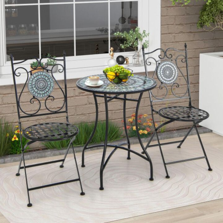 Hivvago 24 Inch Patio Bistro Table with Ceramic Tile Tabletop
