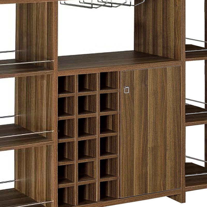 Sturdy Modern Bar Unit with Wine Bottle Storage - Benzara