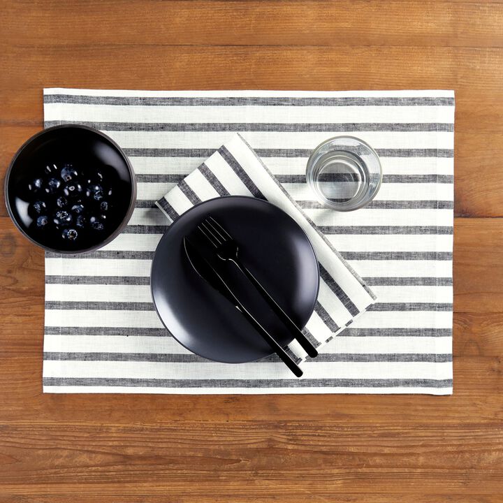 Solino Home 100% Pure Linen Dinner Napkins 20 x 20 Inch Set of 4 | Madison Stripe