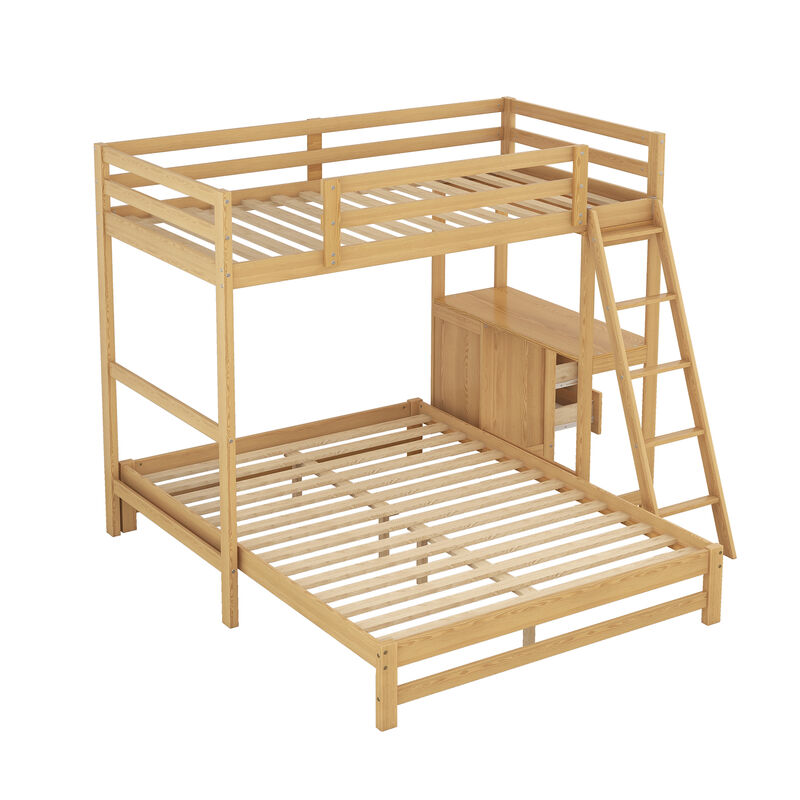 Merax Wood Bunk Bed with Desk and Three Drawers
