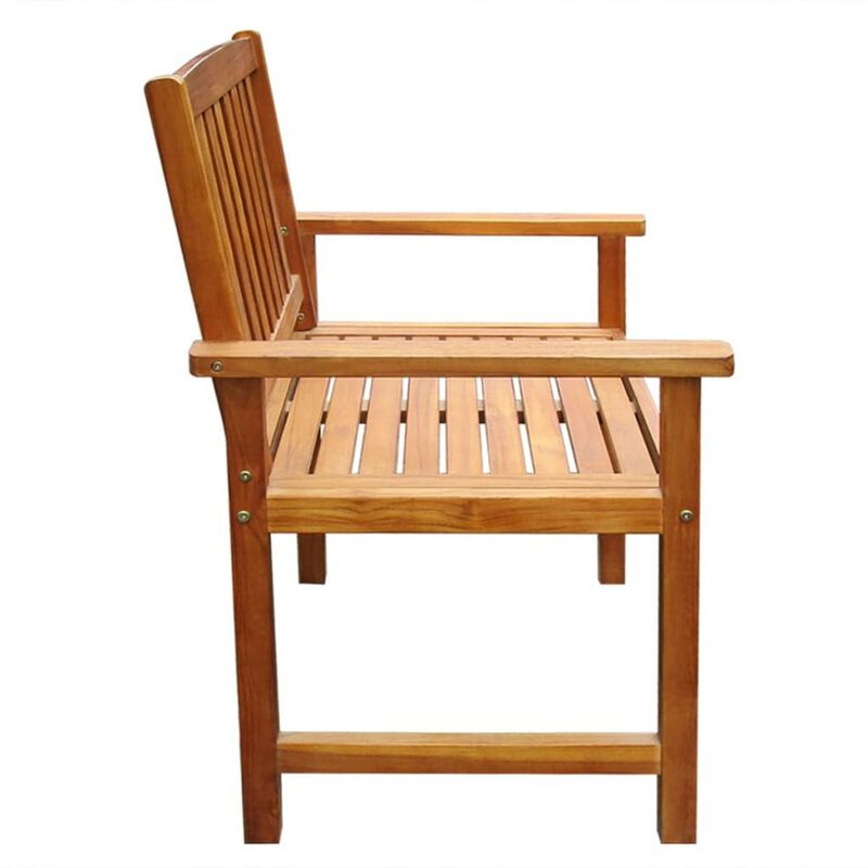Dusk Outdoor Chairs Set of 2, Slatted Natural Brown Acacia Wood - Benzara
