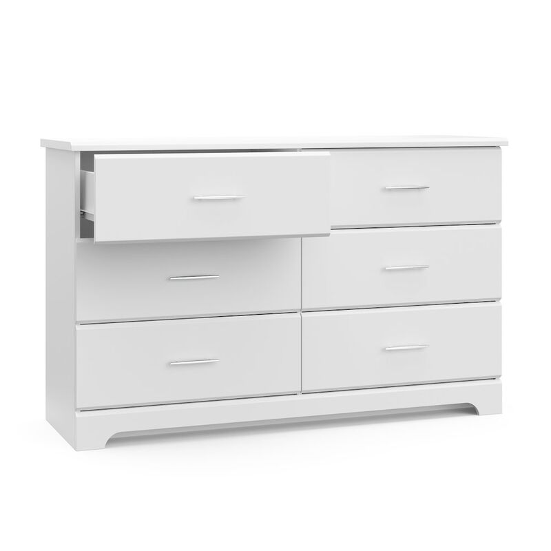 Storkcraft Brookside 6 Drawer Double Dresser (White) – GREENGUARD Gold Certified