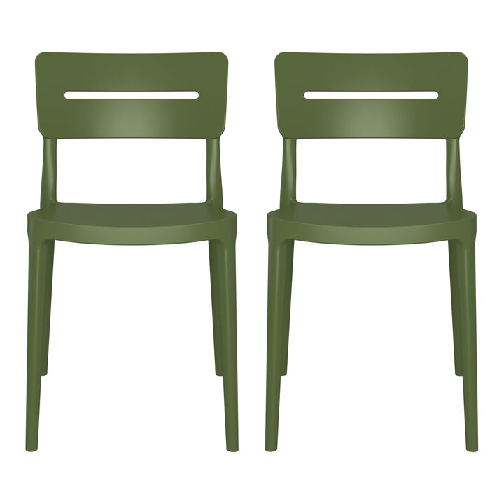 WestinTrends Outdoor Modern Stackable Plastic Patio Dining Chairs (Set of 2)