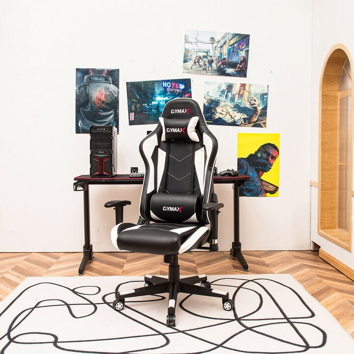 Costway Gaming Chair Adjustable Swivel Racing Style Computer Office Chair White