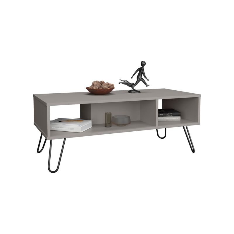 Selma Coffee Table 15.7" H, with 4 Legs and 2 Shelves, White
