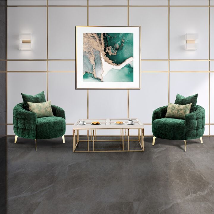 Michael Amini Celine Accent Chair - Emerald/Gold