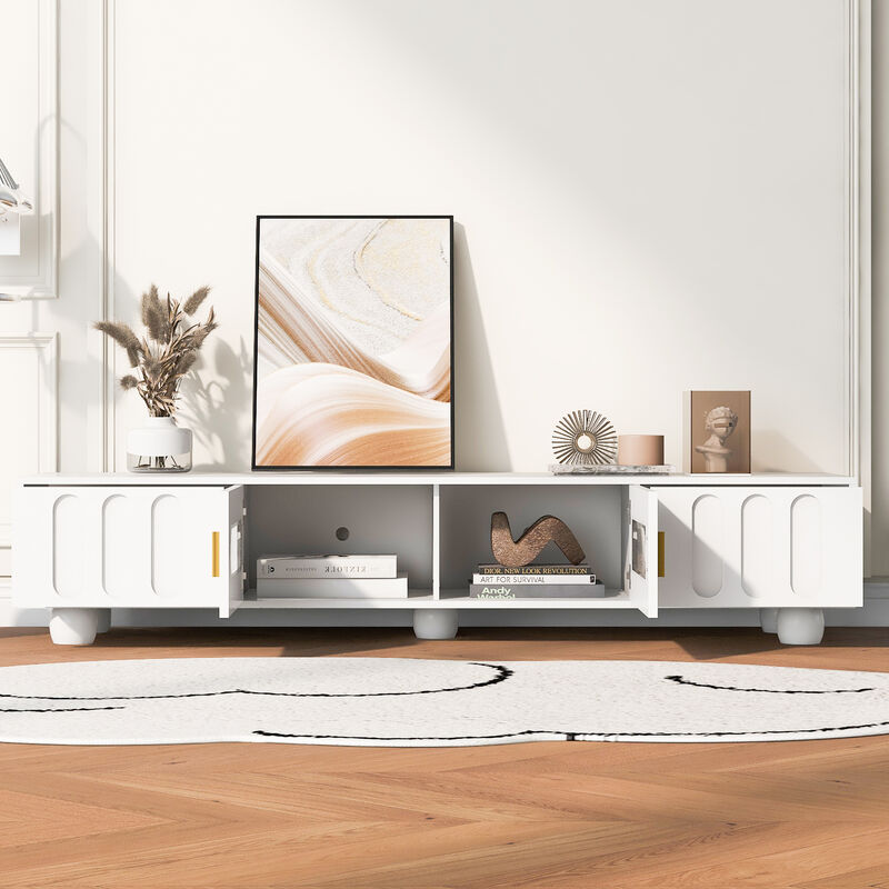 Merax Modern Storage Cabinet TV Stand with Glass Door