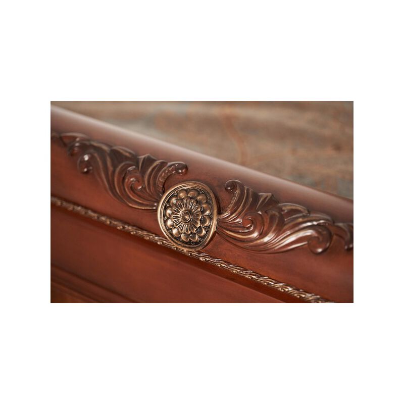 Michael Amini Cortina Cal. King Sleigh Bed - Honey Walnut