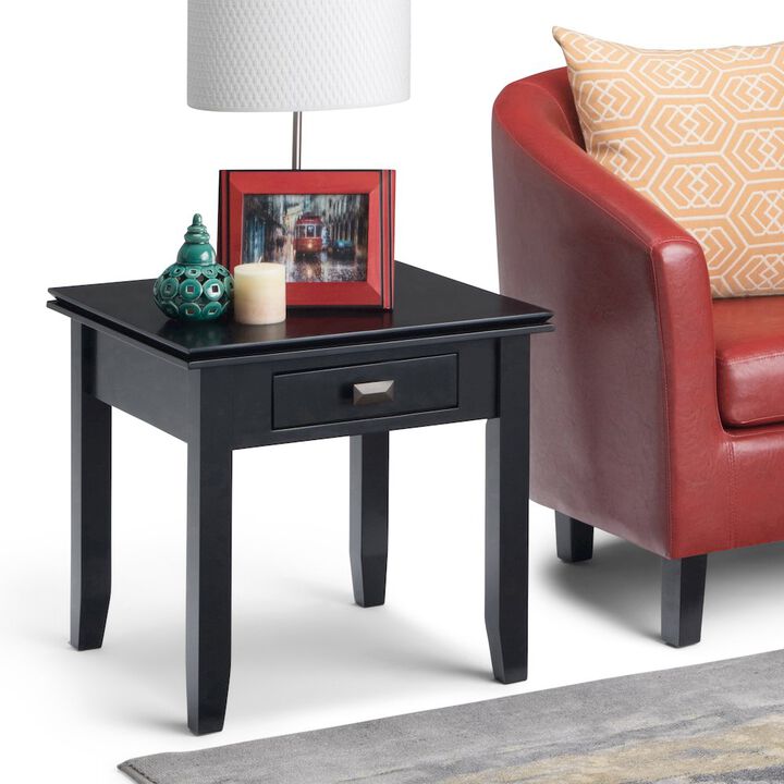 Simpli Home Artisan Solid Wood End Table In Black