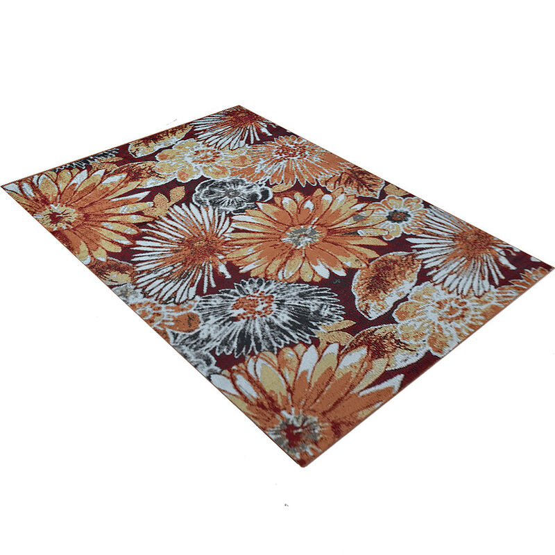 RUGSOTIC CARPETS MACHINE MADE HEATSET POLYPROPYLENE AREA RUGS  - 5'x8', Rectangle Shape, Beige Caramel Color, Floral Modern Design, Midium Pile Machine Made Area Rugs (M00030)